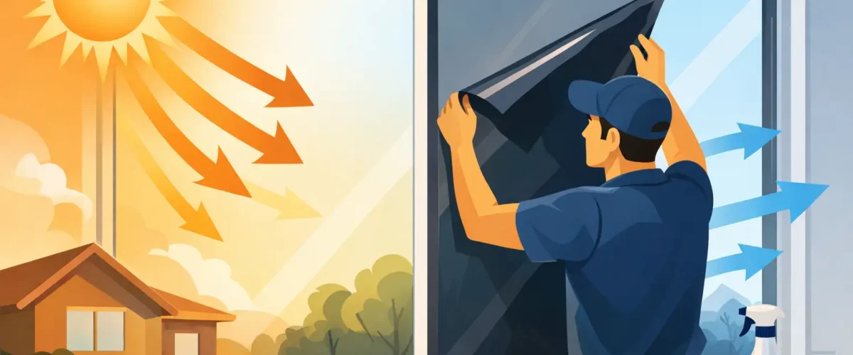 تركيب عازل شمسي لنوافذ المنزل لحرارة أقل